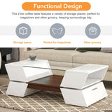 Modernist 2-Tier White Glass Top Coffee Table - Sleep Galleria