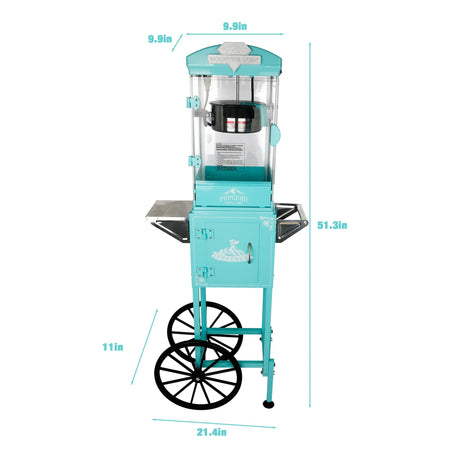 Portable Stainless Steel Cart Popcorn Machine With 10 Oz Kettle - Omega Lifestyles