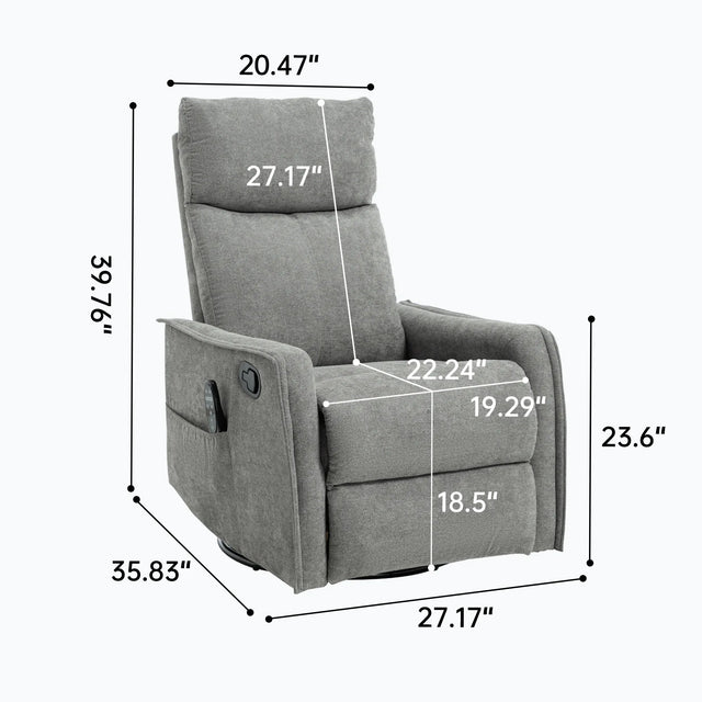 Heat Massage Recliner Chair With Swivel Rocker And Lumbar Heat - Omega Lifestyles