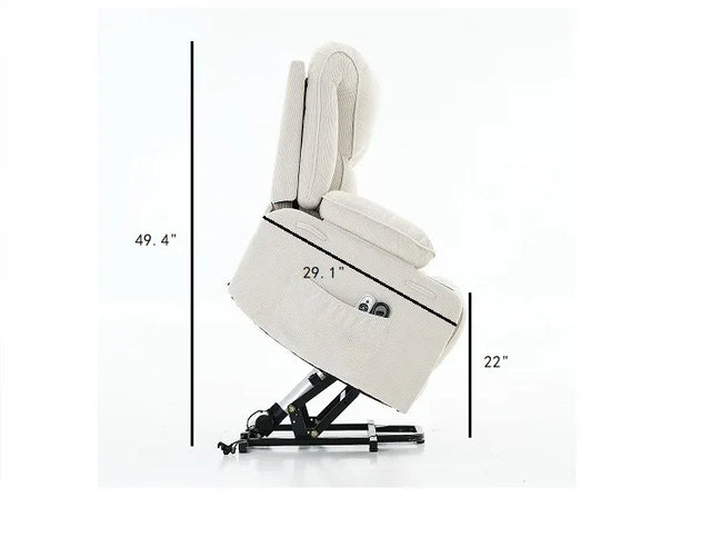 Ivory Remote-Controlled Heated Massage Assistive Recliner - Omega Lifestyles