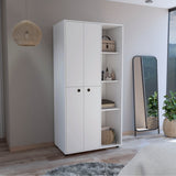 White Particle Board Bedroom Wardrobe Armoire With Storage