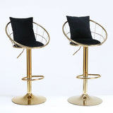 Set Of 2 Black Velvet Adjustable Height Bar Chairs - Omega Lifestyles