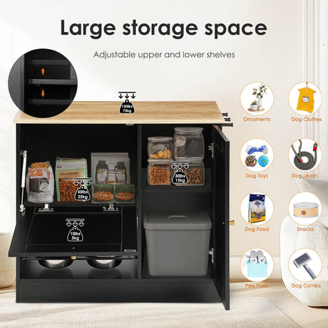 Pet Feeding Station With 2 Elevated Bowls And Storage - Sleep Galleria