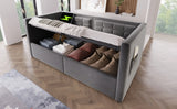 Twin Gray Velvet Upholstered Hydraulic Storage Daybed With USB Charging - Omega Lifestyles