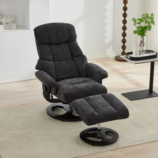 Modern Chenille Recliner Chair With Ottoman And Massage - Omega Lifestyles