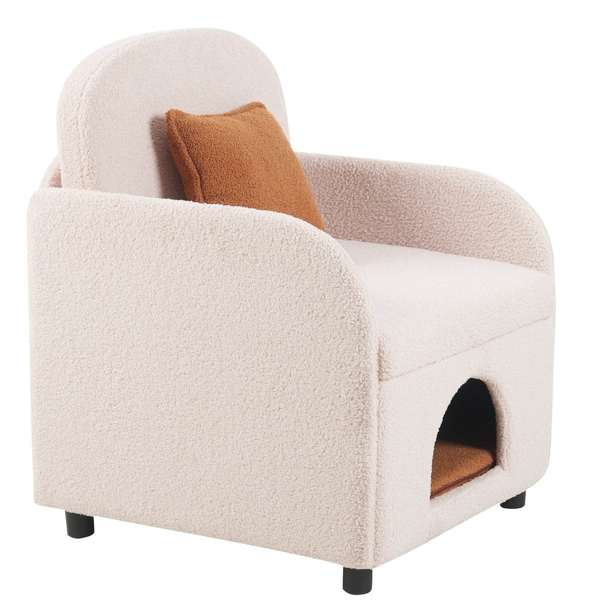Pet Friendly Sherpa Upholstered Fluffy Fabric Accent Chair - Omega Lifestyles