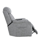 Power Lift Light Gray Fabric Recliner Chair With Remote - Omega Lifestyles