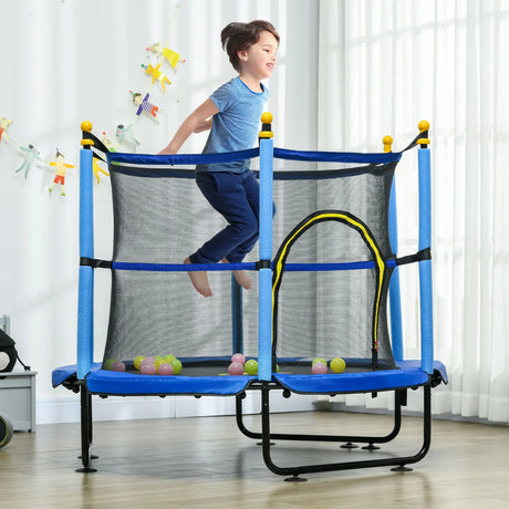 Kids 55-Inch Toddler Trampoline With Safety Enclosure Ball Pit - Omega Lifestyles
