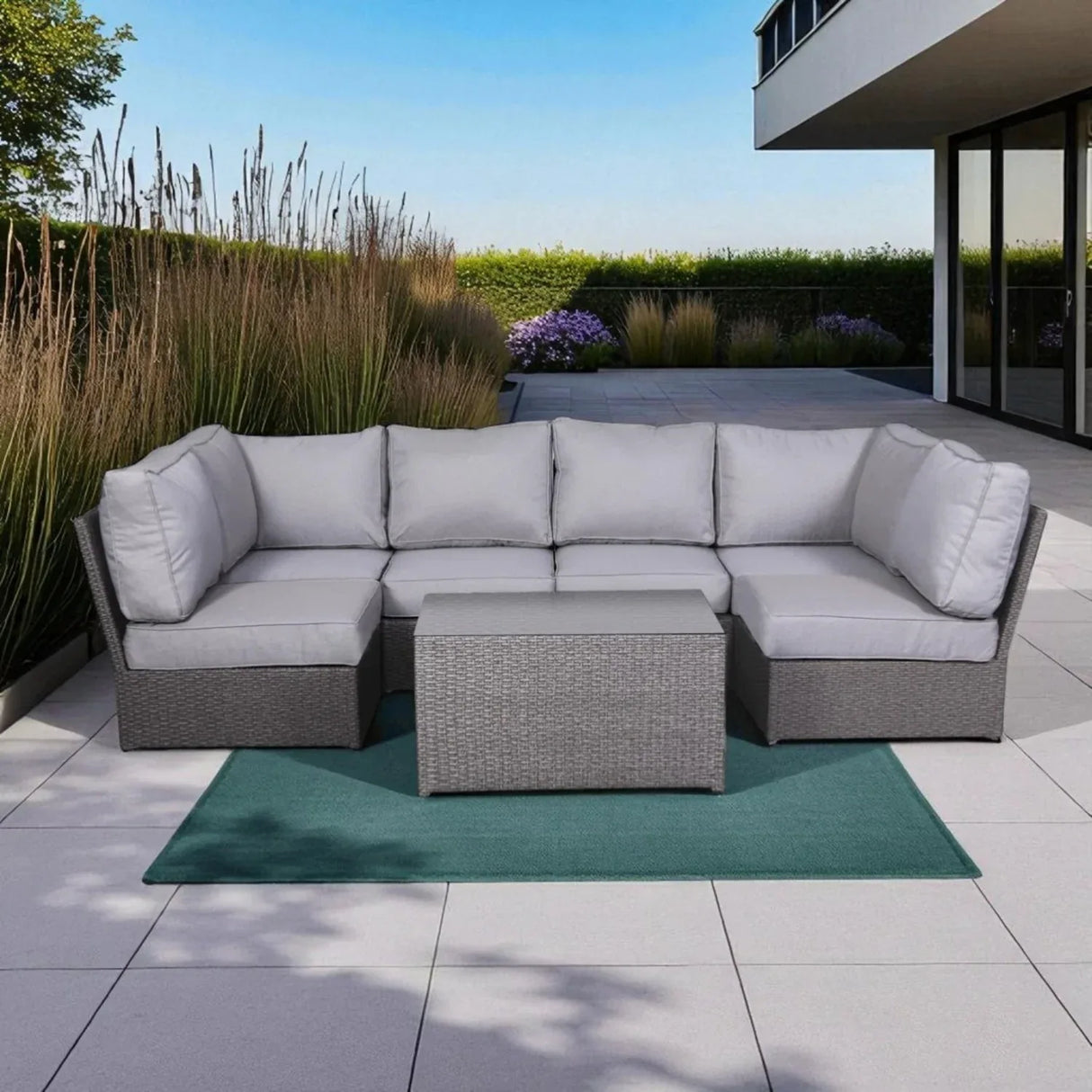 Outdoor Wicker Sectional Set With Weather-Resistant Cushions - Omega Lifestyles
