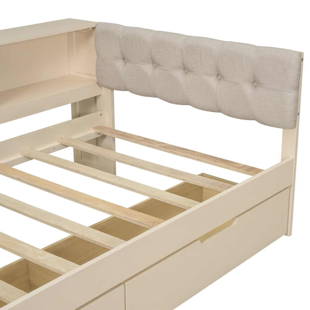 Twin Wood Platform Bed With Storage Drawers And Charging Station - Omega Lifestyles