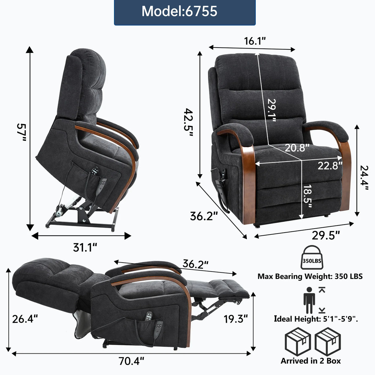 Power Chenille Lift Recliner Chair With Massage Heat - Omega Lifestyles