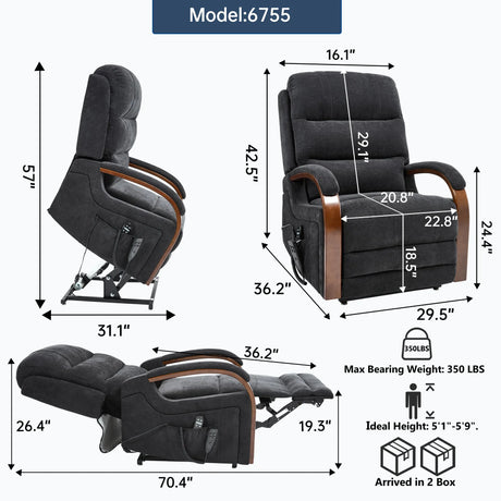 Power Chenille Lift Recliner Chair With Massage Heat - Omega Lifestyles