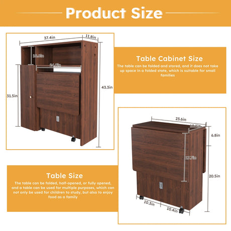 Multifunctional Folding Dining Table With Wall-Mounted Sideboard Storage - Omega Lifestyles