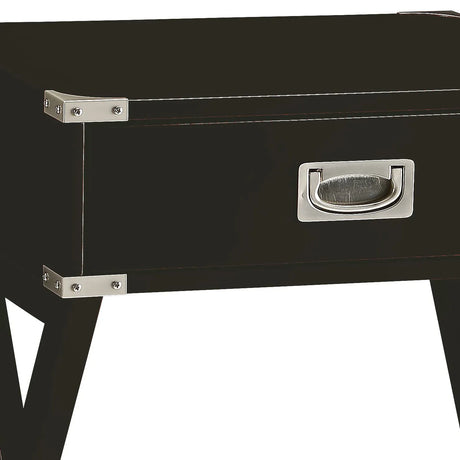 Black Finish Synthetic Wood Accent Table With Drawer - Omega Lifestyles
