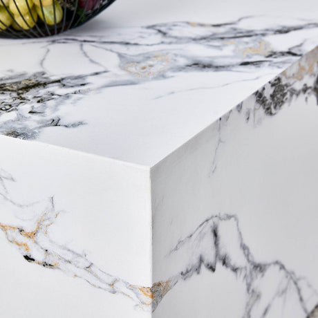 MDF Marble Pattern Modern White Coffee Table - Sleep Galleria