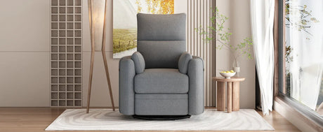Manual Rocker Swivel Linen Upholstered Recliner Chair With Pillows - Omega Lifestyles