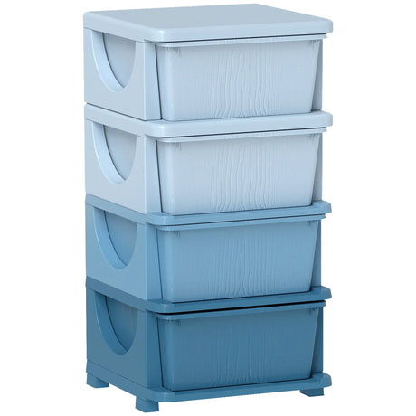 Kids Plastic 4 Drawer Tiered Storage Organizer Unit - Omega Lifestyles
