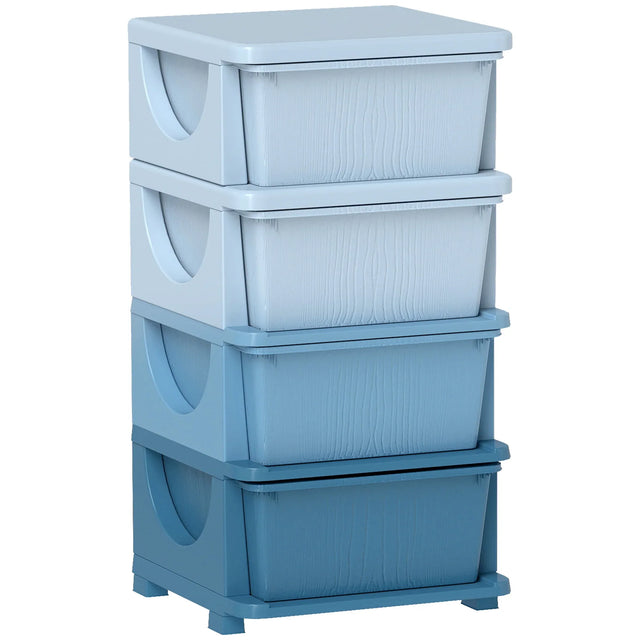 Kids Plastic 4 Drawer Tiered Storage Organizer Unit - Omega Lifestyles