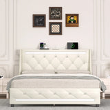 Queen Upholstered Memory Foam Platform Bed Frame With LED - Omega Lifestyles