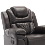 Manual Recliner Brown Faux Leather Chair With LED Light Strip - Omega Lifestyles