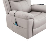 Light Gray Polished Microfiber Power Lift Heating Massage Chair - Omega Lifestyles