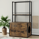 Modern Rustic Brown Hidden Cat Litter Box Enclosure Furniture - Omega Lifestyles