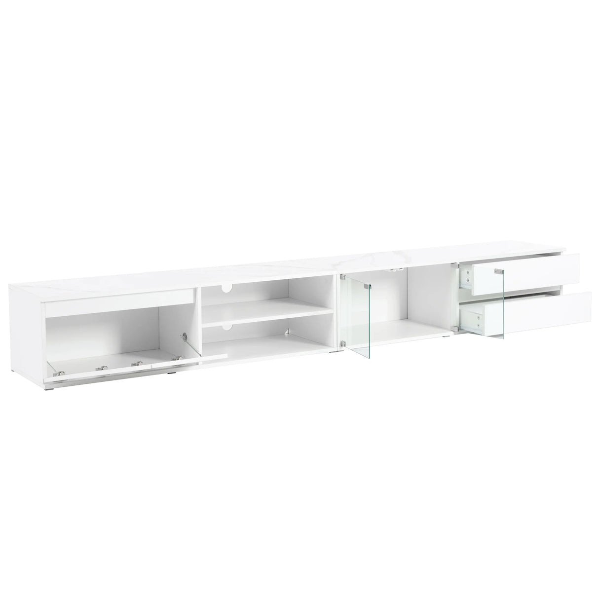 Modern App-Controlled LED Light White Marble TV Stand - Omega Lifestyles