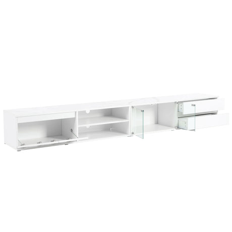 Modern App-Controlled LED Light White Marble TV Stand - Omega Lifestyles