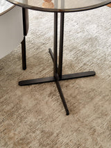 Round Tempered Glass Top Metal Accent End Table - Omega Lifestyles