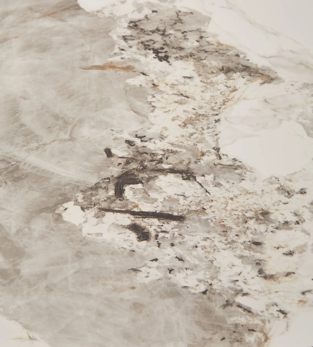 Round Ceramic Top Coffee Table With Drawers And Metal Legs - Omega Lifestyles