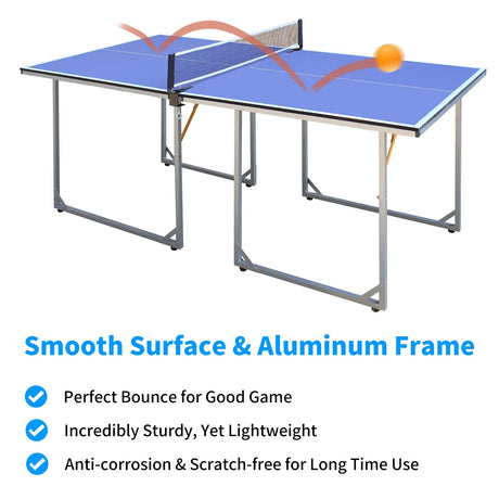 Foldable Mid-Size 6-Foot Table Tennis Table Set - Omega Lifestyles