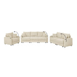 Modern Corduroy 7-Seat Armless Cushion Back Sofa Set - Omega Lifestyles