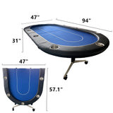 Premium Foldable 10-Player Modern MDF Metal Poker Table - Omega Lifestyles