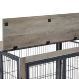 Furniture Style Grey Dog Crate With Rolling Wheels - Omega Lifestyles