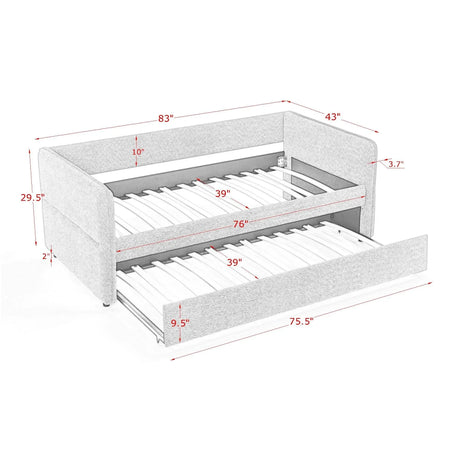 Twin Upholstered Boucle Daybed With Functional Trundle - Omega Lifestyles