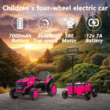 12V Kids Electric Ride On Tractor With Trailer Toy Car - Omega Lifestyles
