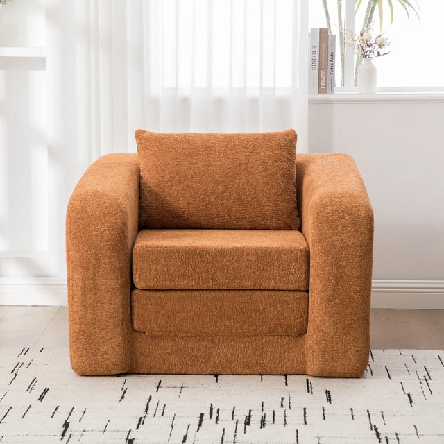 Convertible Chenille Foldable Single Sofa Bed With Pillow - Omega Lifestyles