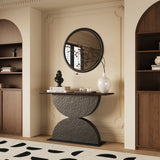 Modern 47-Inch Walnut 3D Hammered Texture Console Table