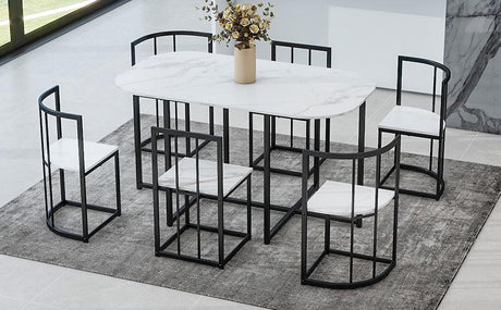 Modern 7-Piece Dining Table Set With Six Chairs - Omega Lifestyles