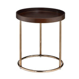 Round Tray Table Espresso MDF Metal Frame 18-Inch - Omega Lifestyles