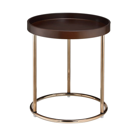 Round Tray Table Espresso MDF Metal Frame 18-Inch - Omega Lifestyles