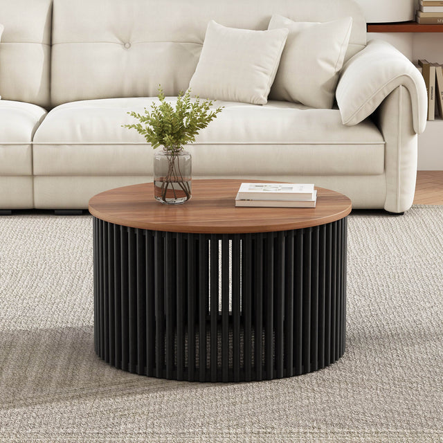 Acacia Solid Wood Round 30-Inch Coffee Table - Sleep Galleria