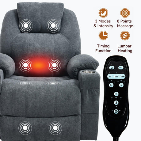 Power Lift Recliner Chair With Massage Heat And USB Ports - Omega Lifestyles
