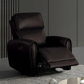 Contemporary Black Leatherette Power Recliner With USB Ports - Omega Lifestyles