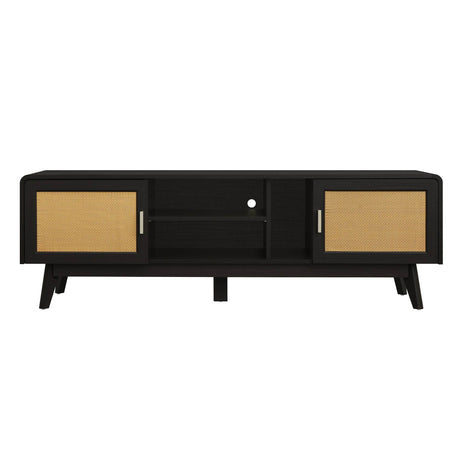 Bohemian Style Dark Brown Rattan TV Stand - Sleep Galleria