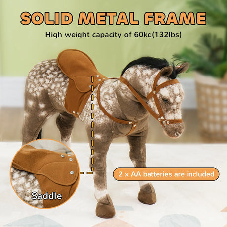 Realistic Ride-On Horse Toy With Saddle And Sound - Omega Lifestyles