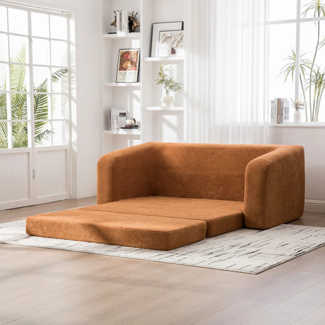 Convertible Chenille Foam Loveseat Sofa Bed With Pillows - Omega Lifestyles