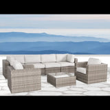 6-Piece Grey Mix Wicker Sectional Patio Seating Set - Omega Lifestyles