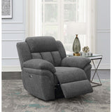 Charcoal Upholstered Power Glider Recliner With Pocket Coils - Omega Lifestyles