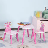 3-Piece Kids Wooden Table And Chair Set With Crown Pattern - Omega Lifestyles